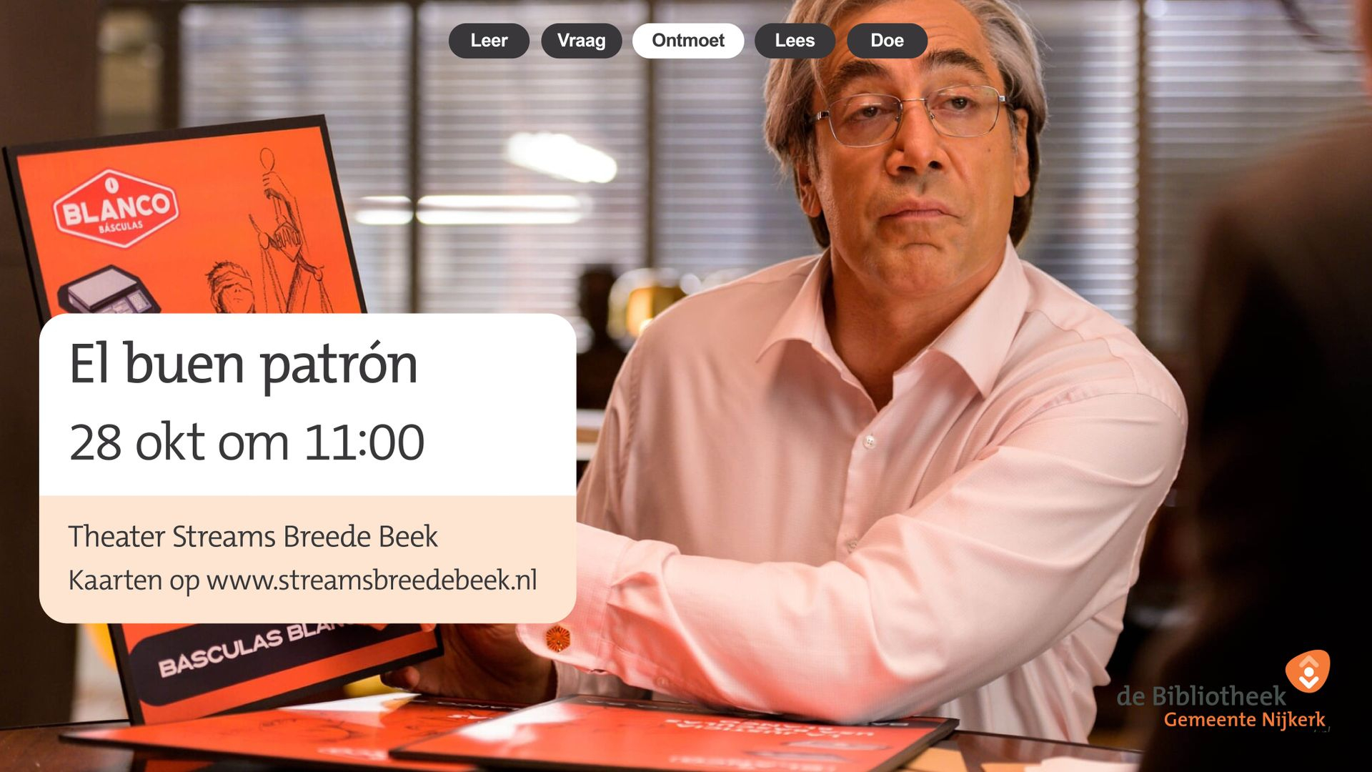 Foto: Film El buen patrón draait op 28 oktober in Streams Breede Beek