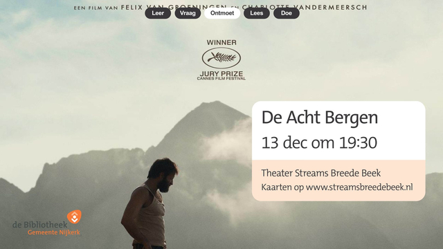 Foto: Film De Acht Bergen op woensdag 13 december in theater Streams Breede Beek