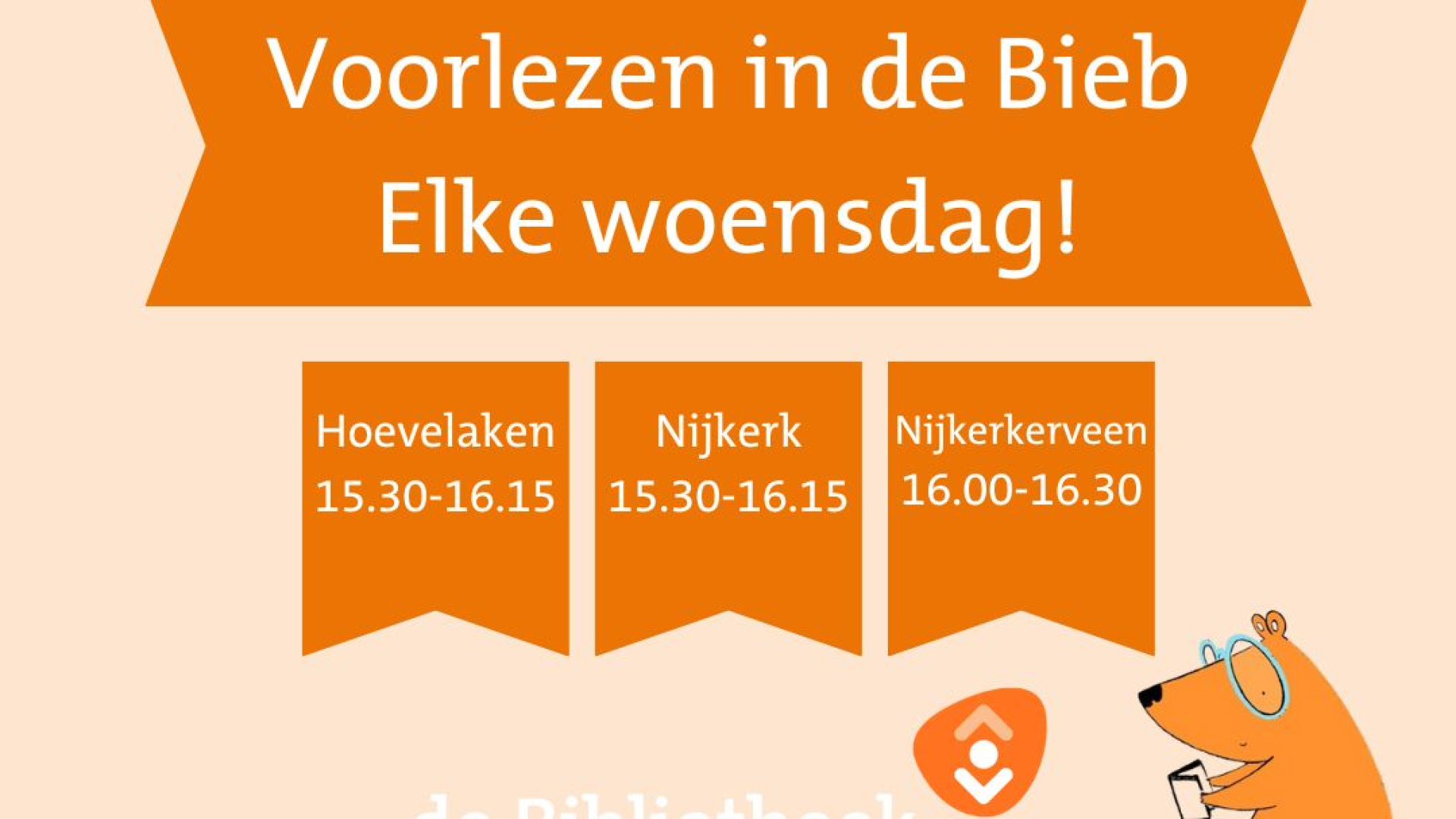 Foto: Elke woensdagmiddag Voorlezen in de bibliotheken gemeente Nijkerk