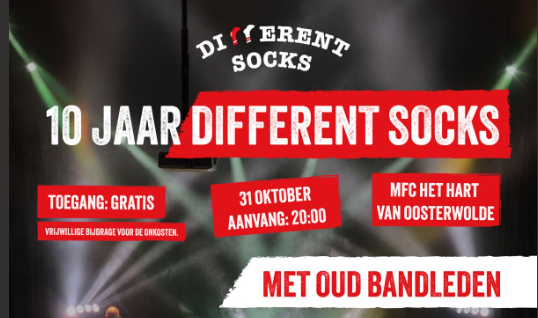 Coverband Different Socks viert tienjarig bestaan met jubileumconcert in Oosterwolde