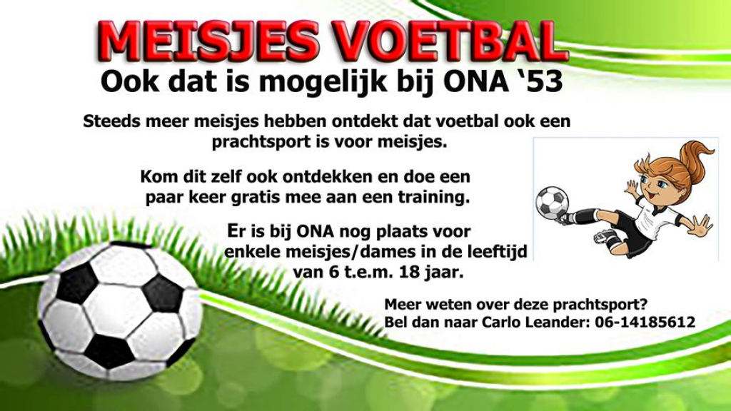 Foto: Meisjesvoetbal zit bij Ona '53 in de lift